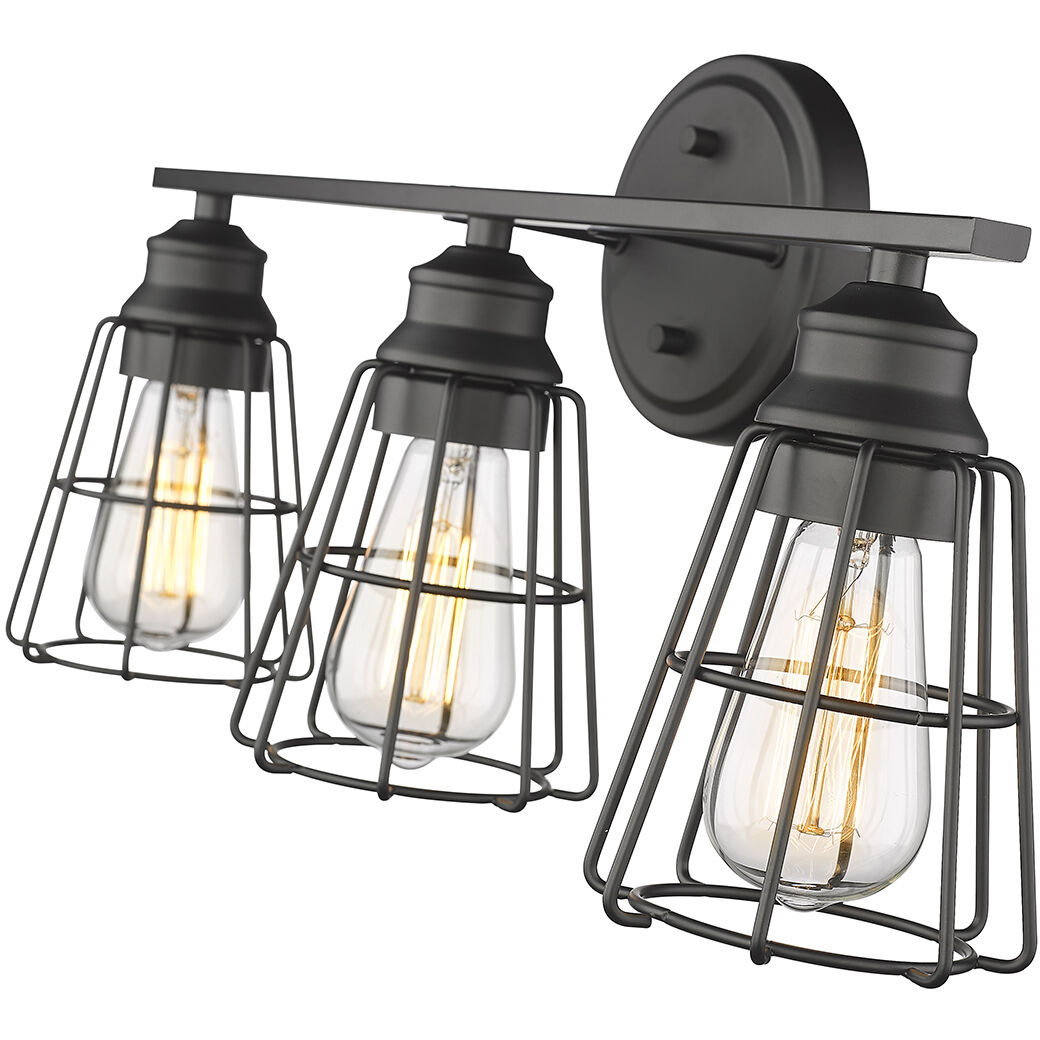 None 3 Light 22.88 inch Matte Black Bathroom Vanity Light Wall Light